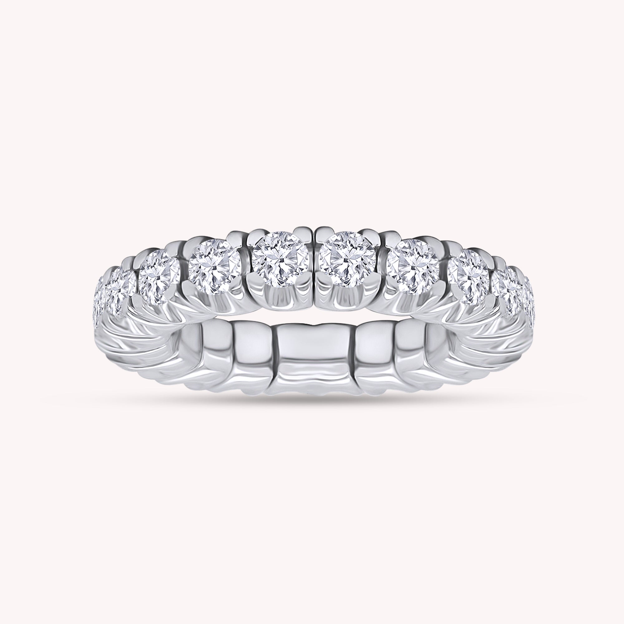 Round Shape Lab Created Moissanite Stretchable Eternity Engagement 