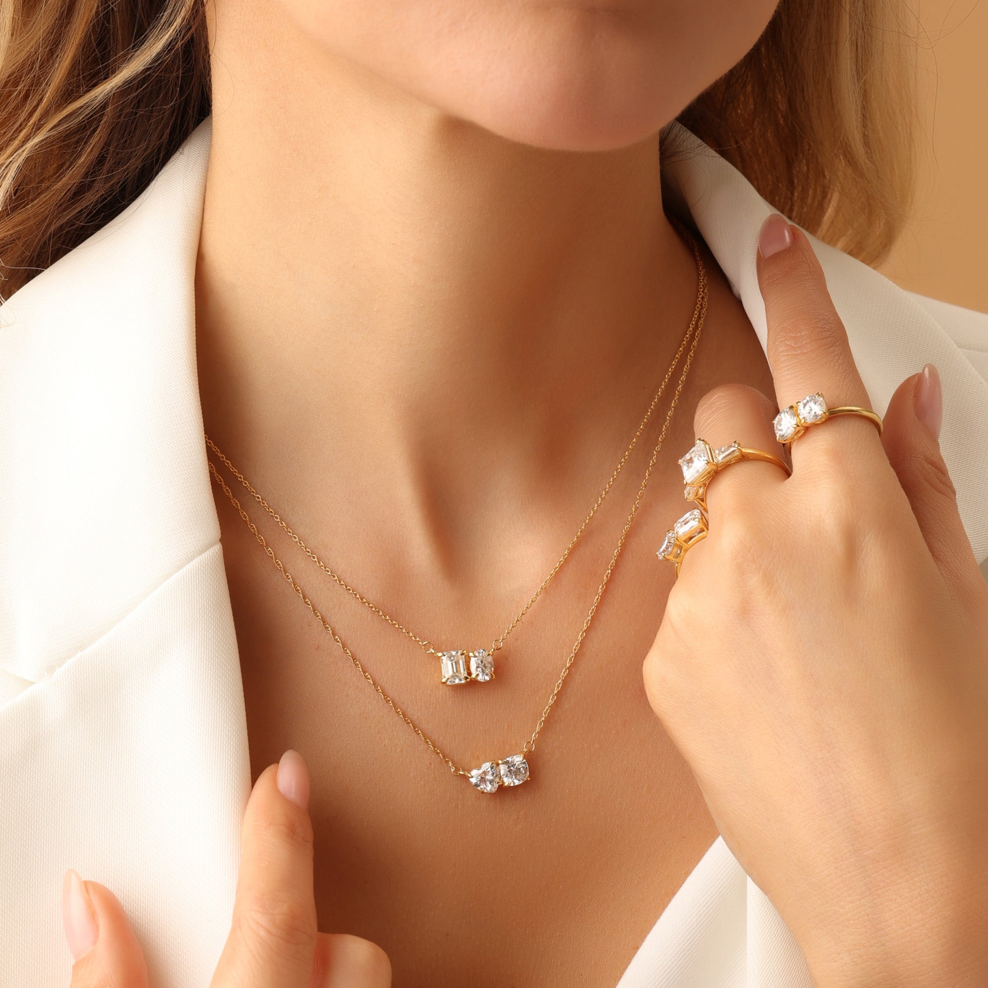 Pear & Emerald Shape Lab Grown Diamond Toi Et Moi Pendant Necklace