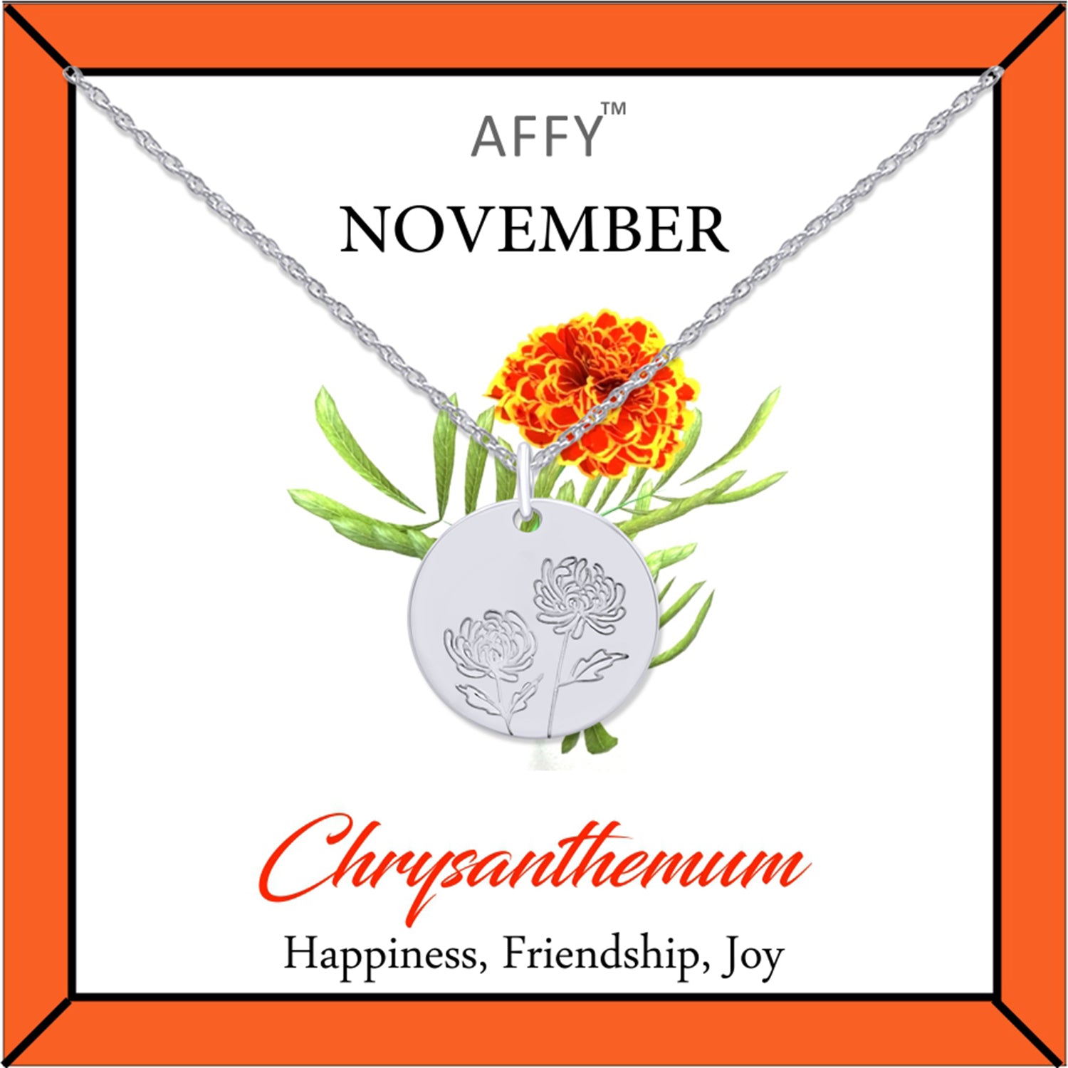 Flower Disc Charm Pendant Necklace 18K Gold Plated