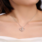 3 Stone Swirl Heart Lab Grown Diamond Pendant Necklace