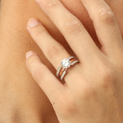 Round Lab Created Moissanite Diamond Cathedral Enhancer Guard Ring In 14K Gold Over Sterling Silver Jewelry For Women (G-H Color, 0.20 Cttw), Valentine's Day Gift For Her