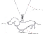 Dachshund Dog Charm Pendant Necklace 925 Sterling Silver