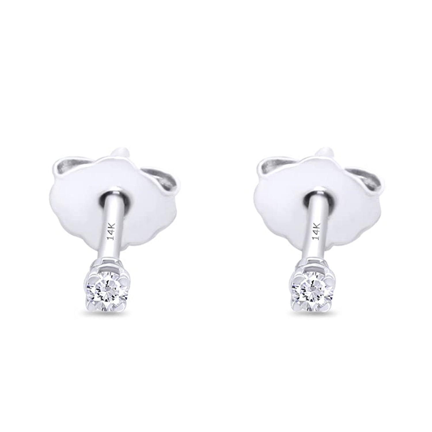 Round Natural Diamond Stud (IGI Certified 0.70 ct & up) Plus Quality Friction Back Earrings in 14k Solid Gold, 0.04 Ctw - 2.00 Ctw Gift For Her
