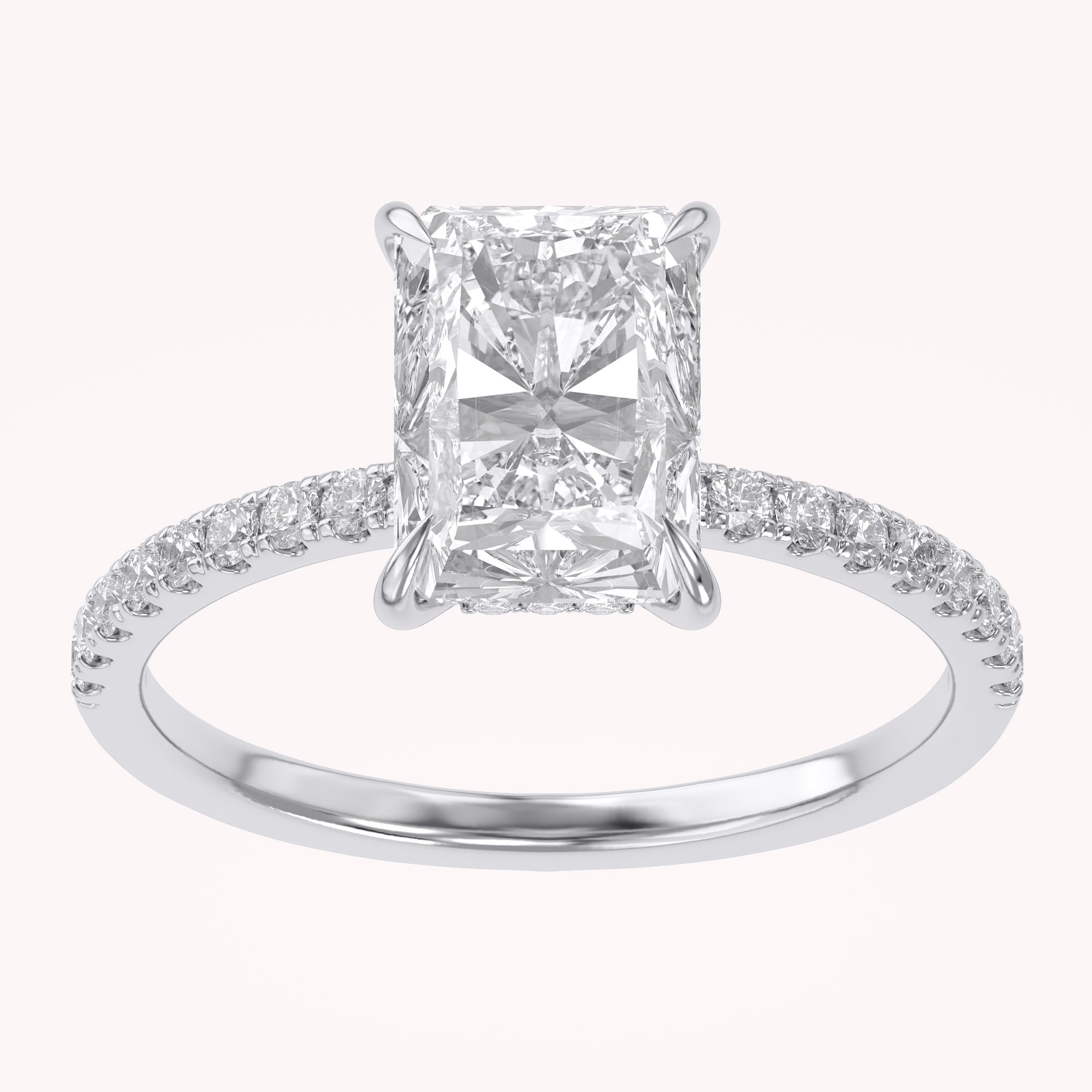 Hidden Halo Solitaire Engagement Lab Grown Diamond Ring