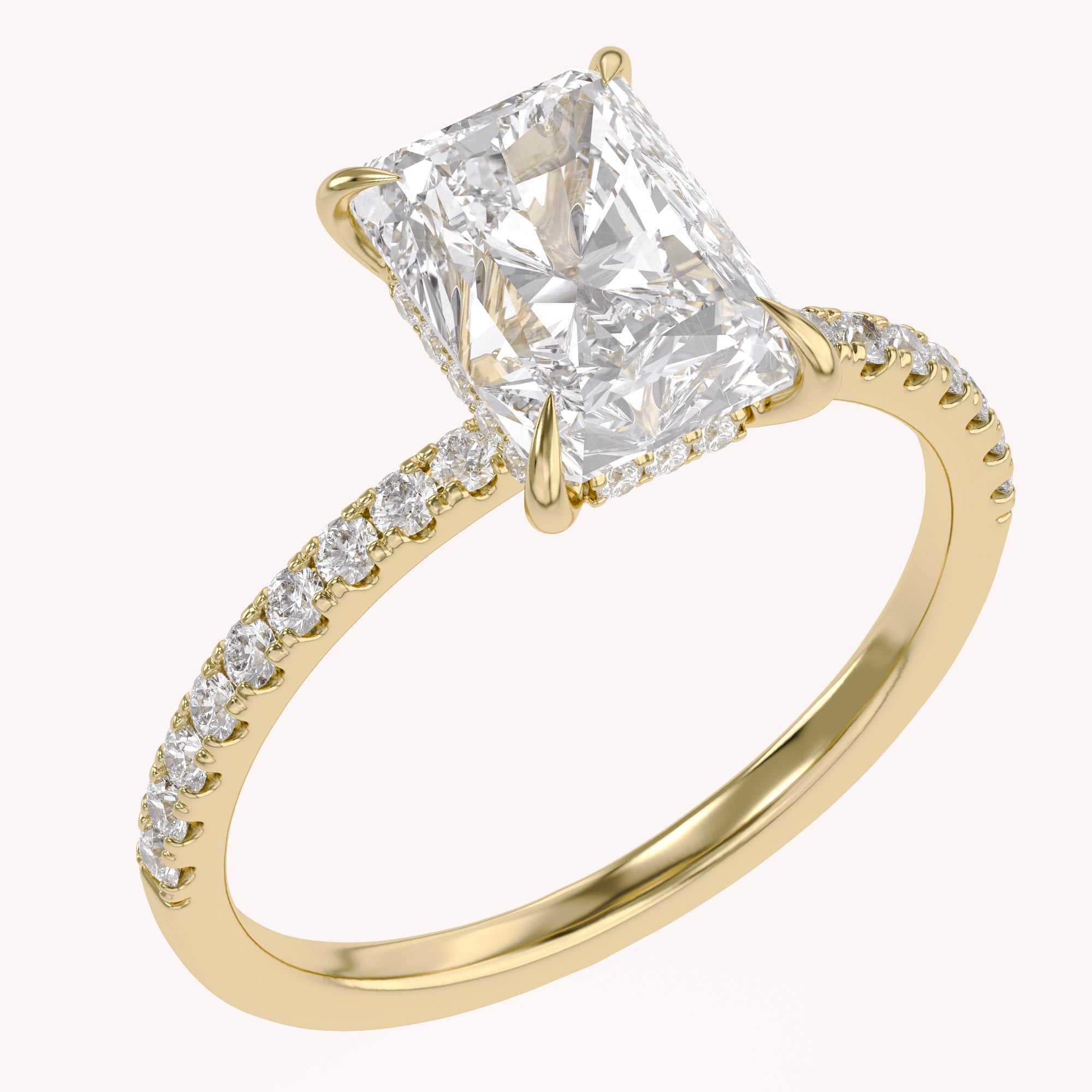 Solitaire Engagement Ring Radiant & Round Lab Grown Diamond