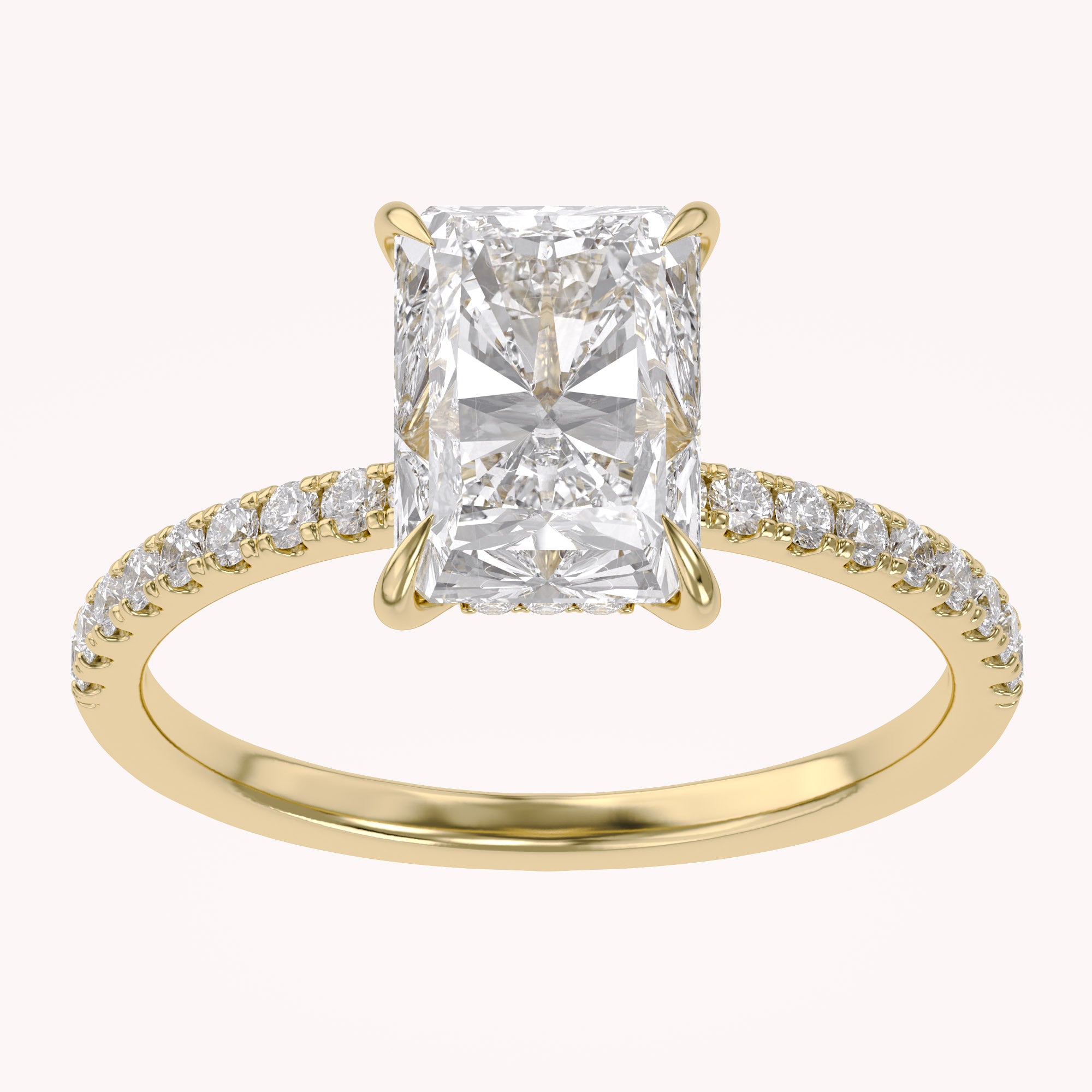 Hidden Halo Solitaire Engagement Lab Grown Diamond Ring