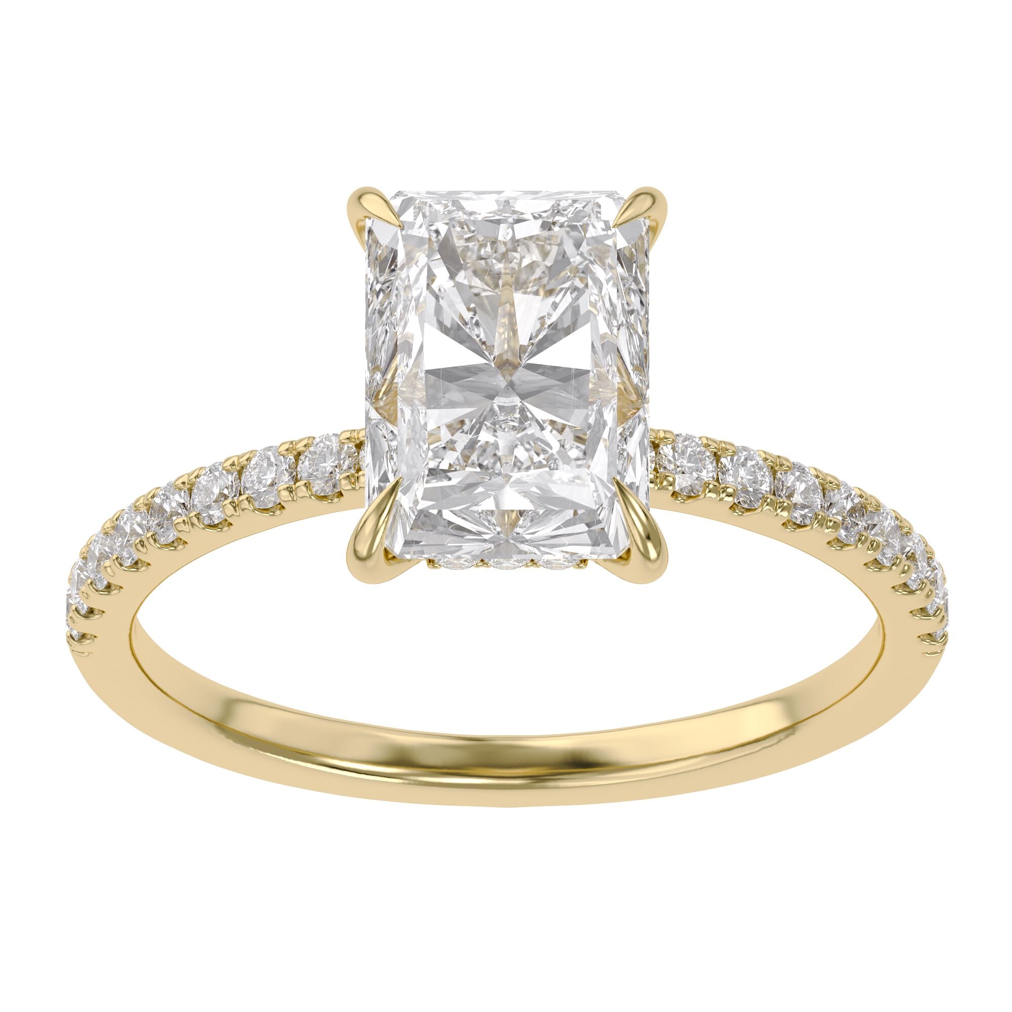Hidden Halo Solitaire Engagement Lab Grown Diamond Ring