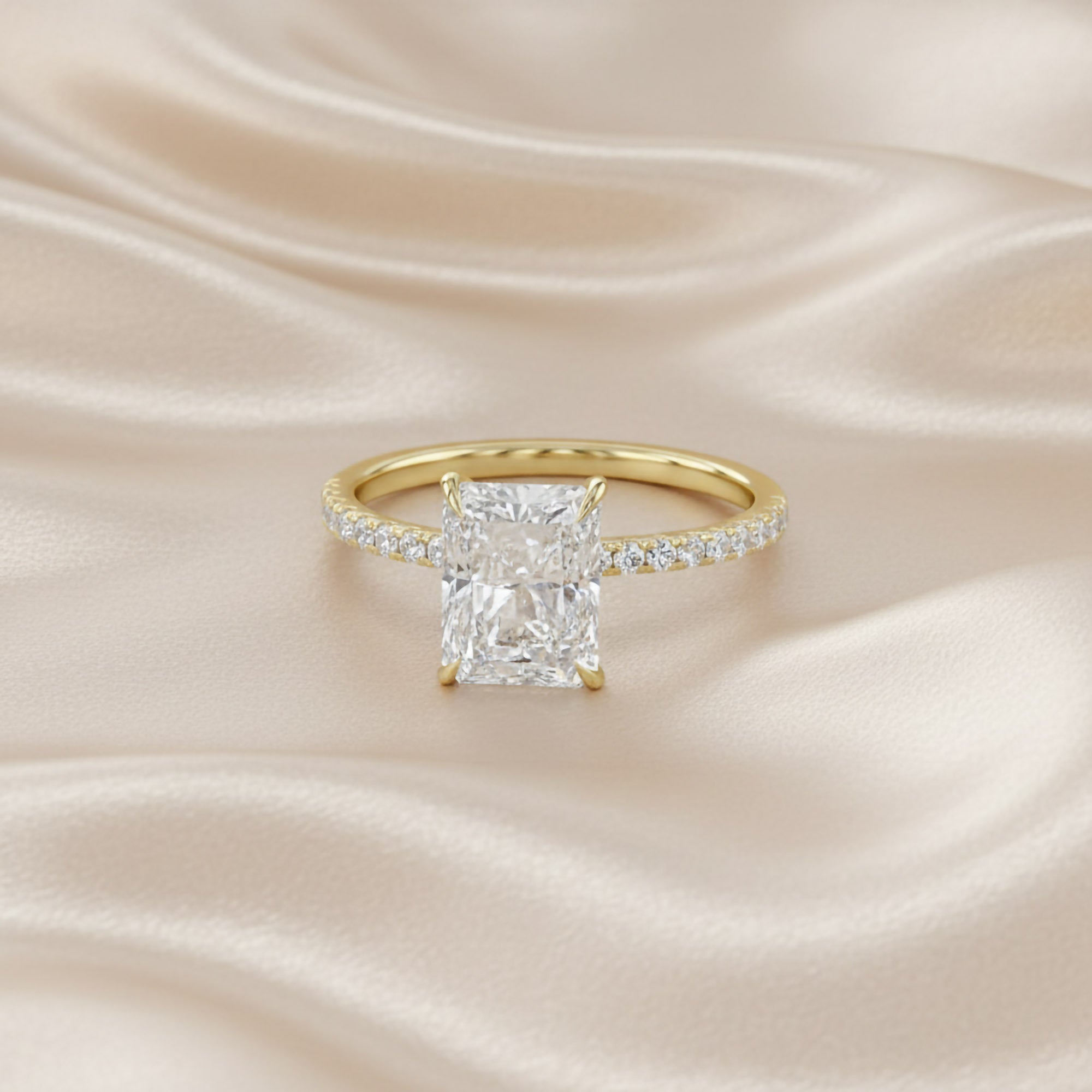 Hidden Halo Solitaire Engagement Lab Grown Diamond Ring