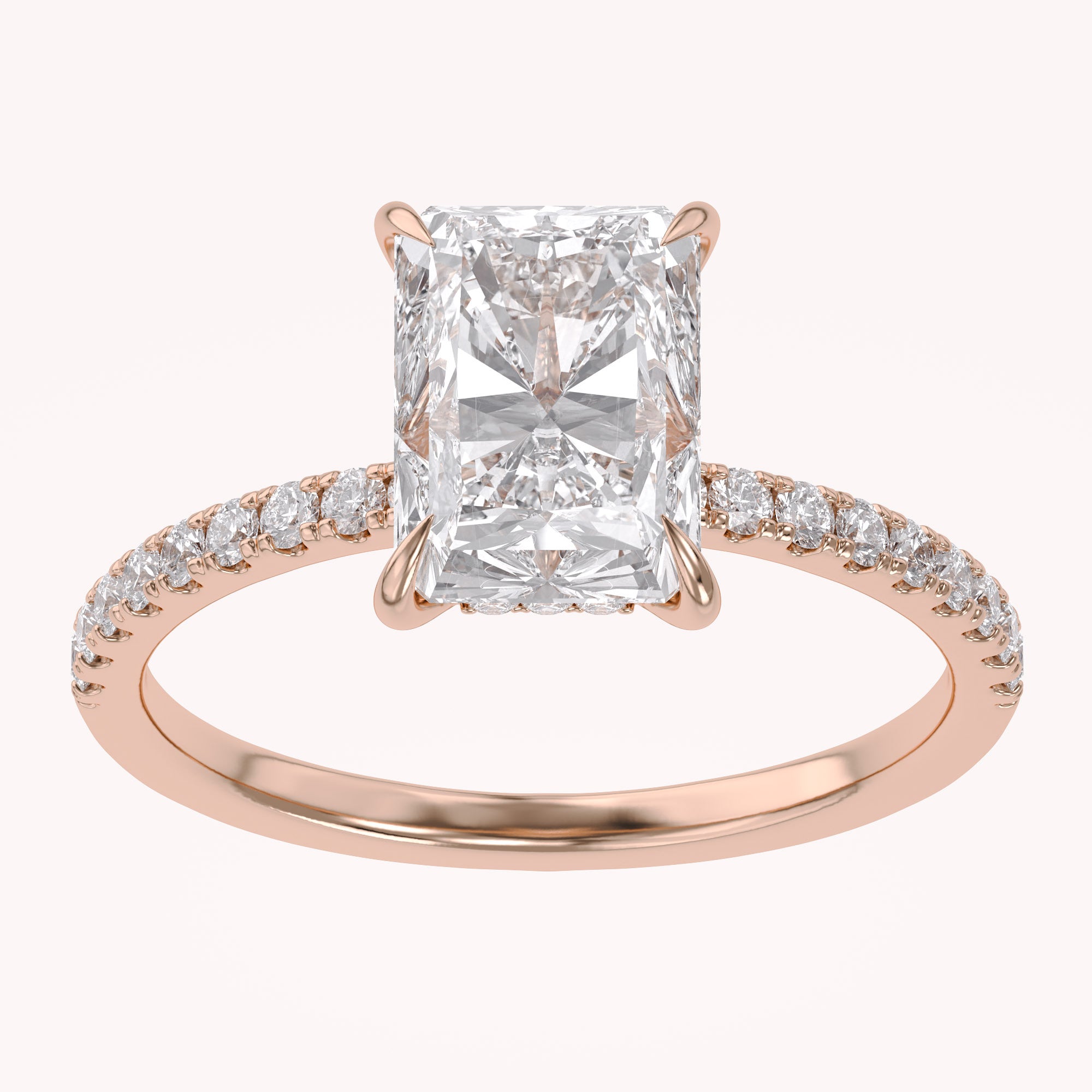 Hidden Halo Solitaire Engagement Lab Grown Diamond Ring