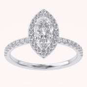 Marquise Frame Halo Engagement Lab Grown Diamond Ring