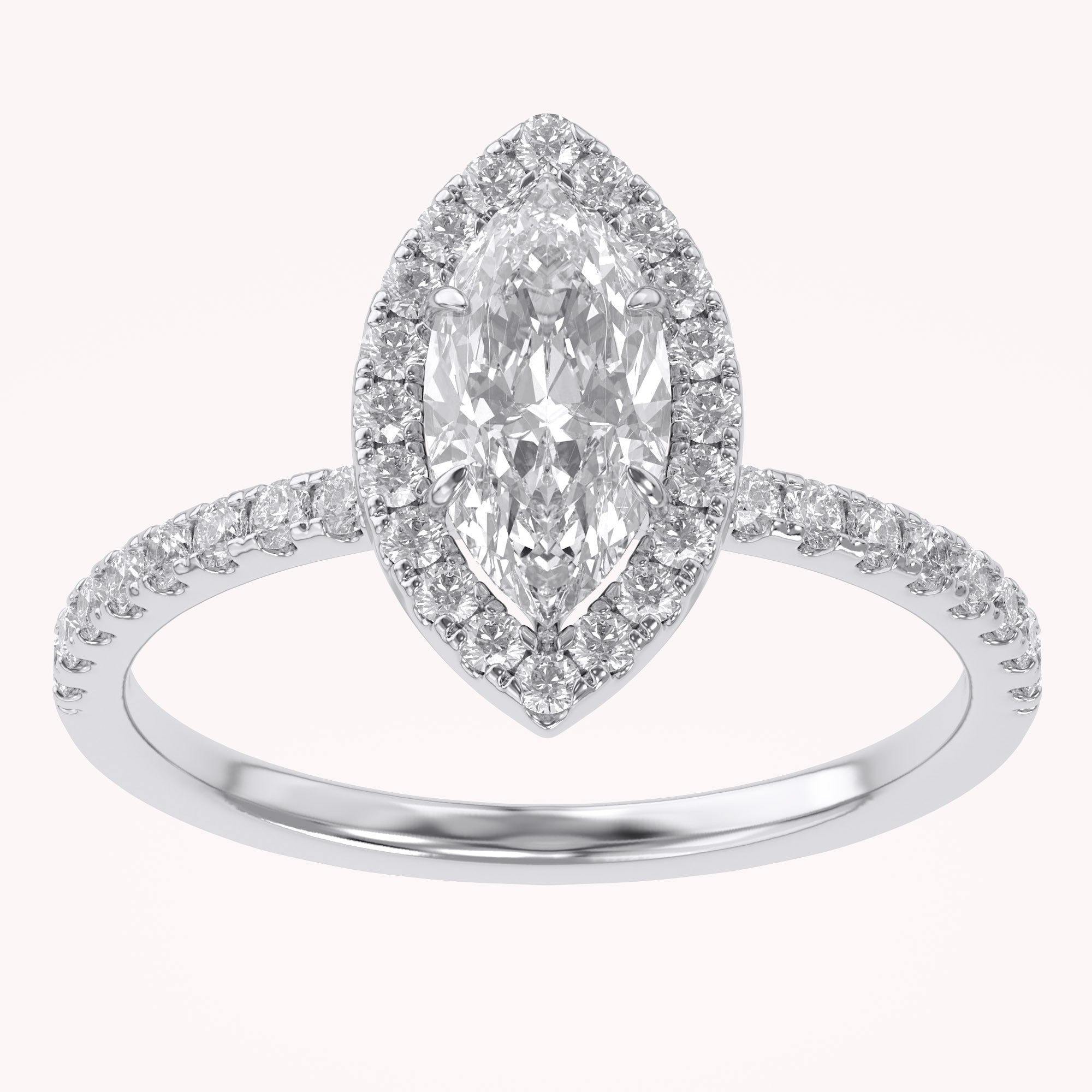 Marquise Frame Halo Engagement Lab Grown Diamond Ring