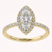 Marquise Frame Halo Engagement Lab Grown Diamond Ring