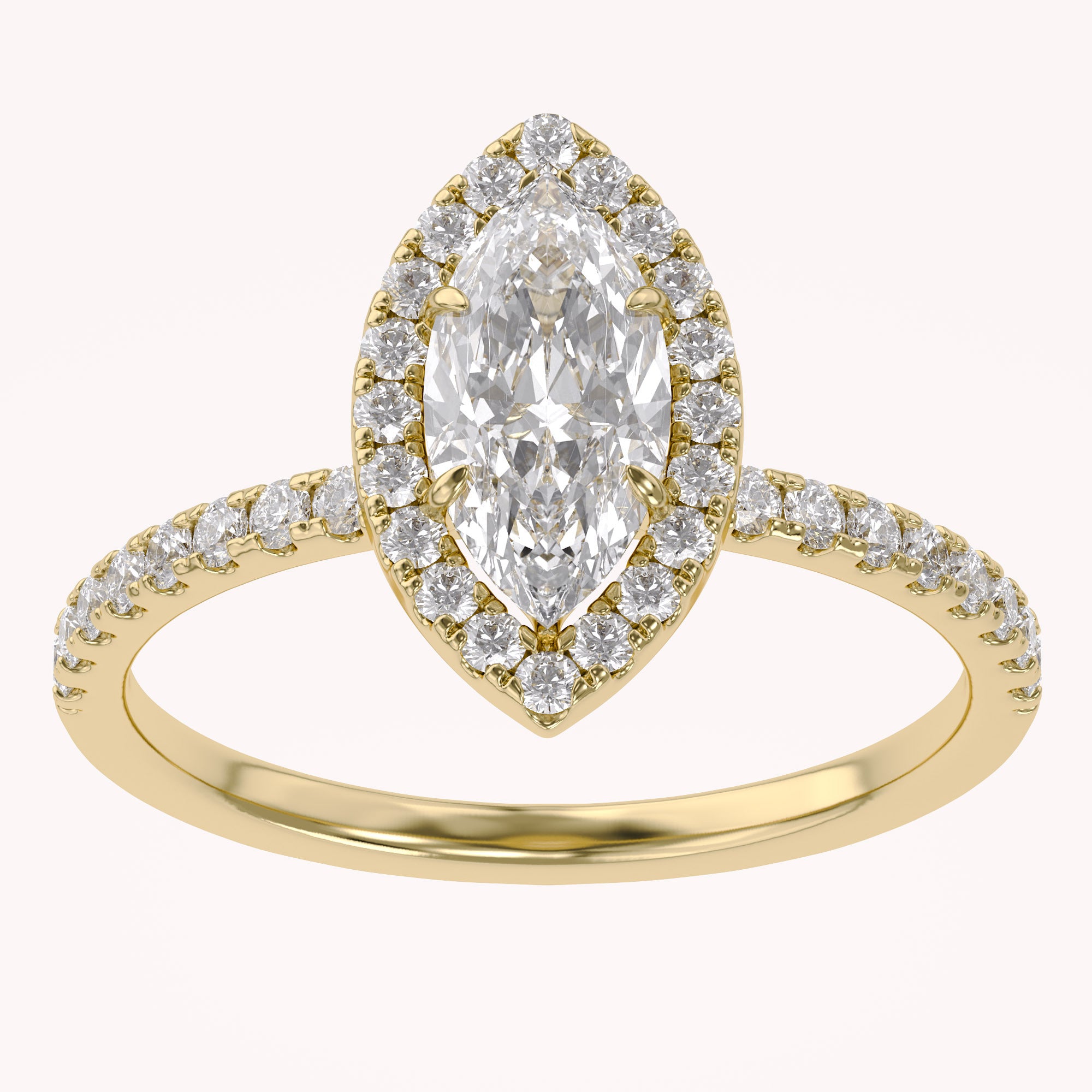 Marquise Frame Halo Engagement Lab Grown Diamond Ring