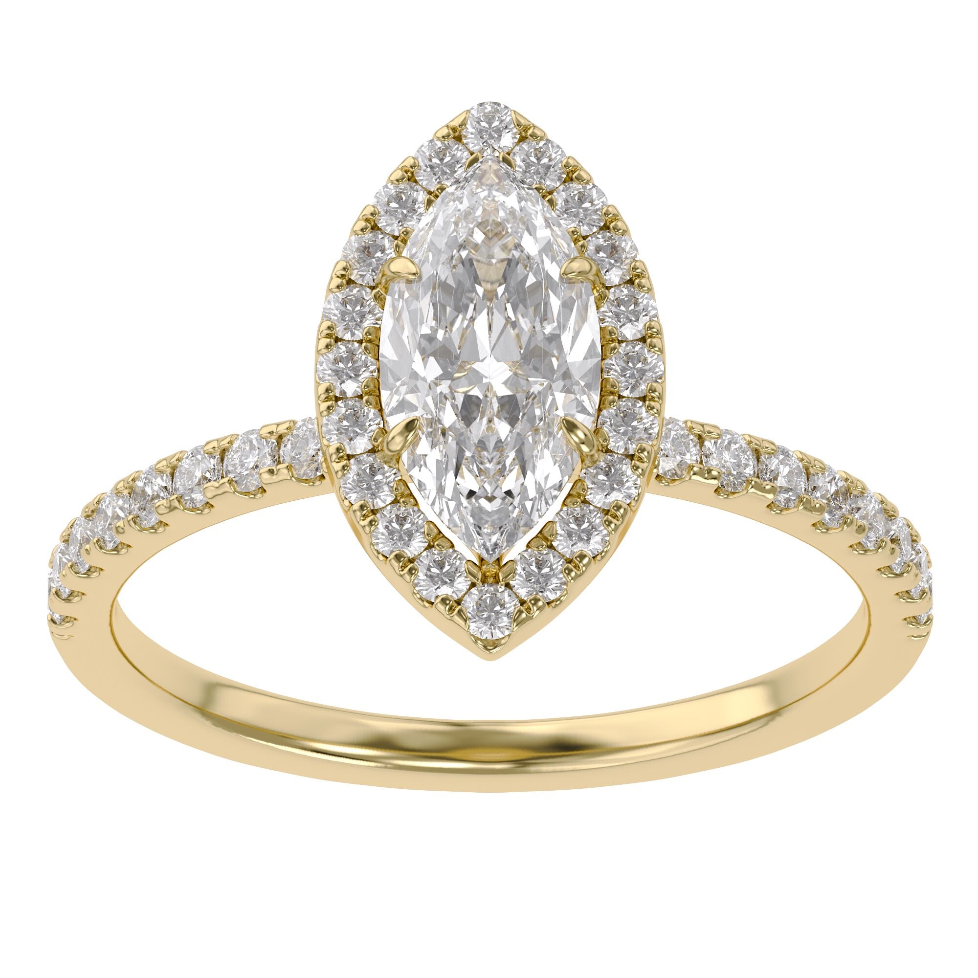 Marquise Frame Halo Engagement Lab Grown Diamond Ring