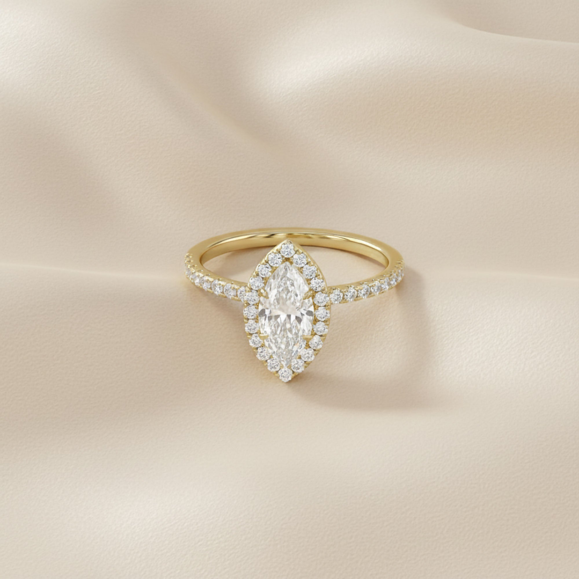 Marquise Frame Halo Engagement Lab Grown Diamond Ring