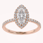 Marquise Frame Halo Engagement Lab Grown Diamond Ring