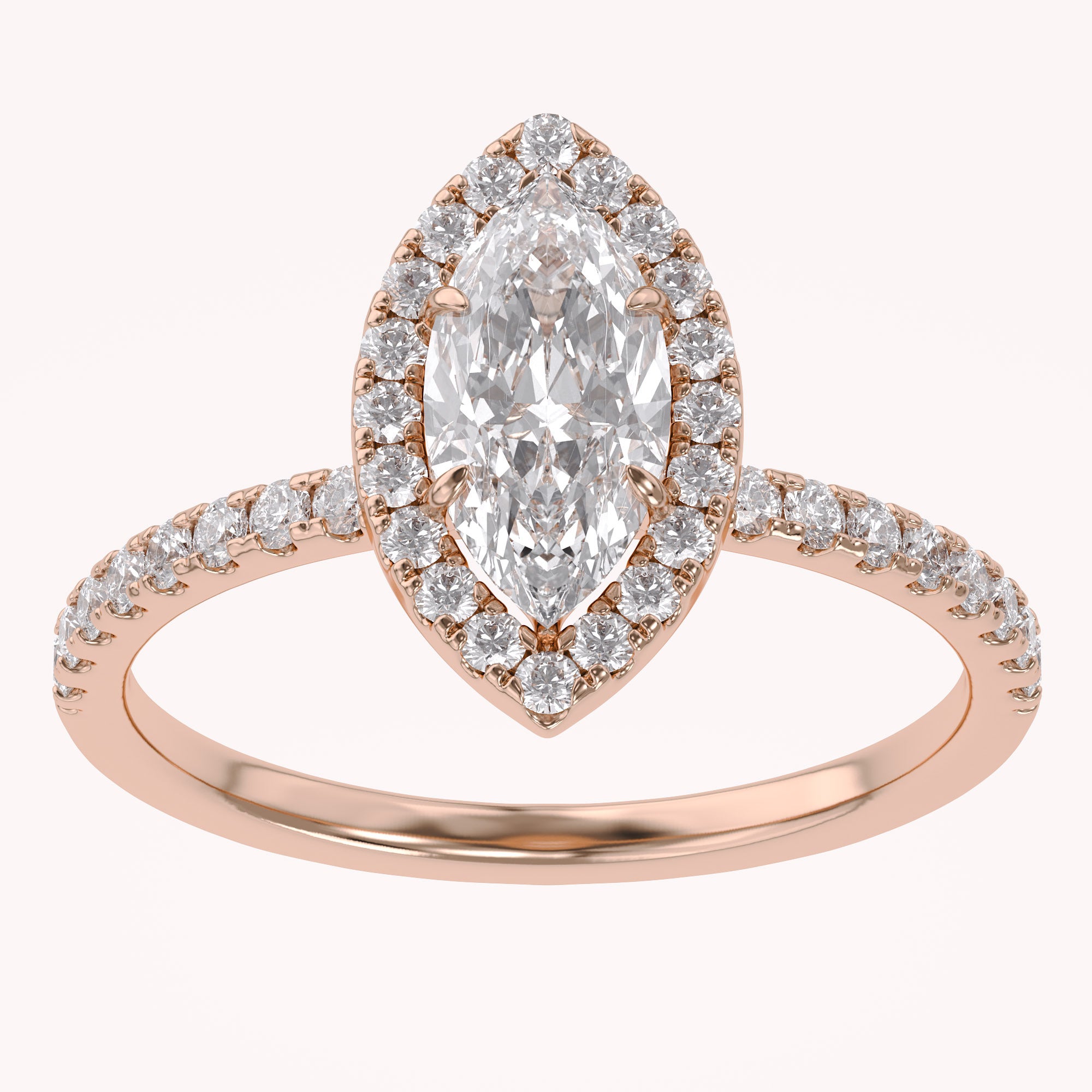 Marquise Frame Halo Engagement Lab Grown Diamond Ring