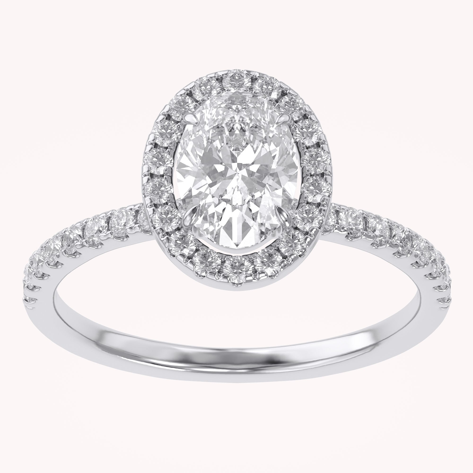 Lab Grown Diamond Halo Solitaire Engagement Ring