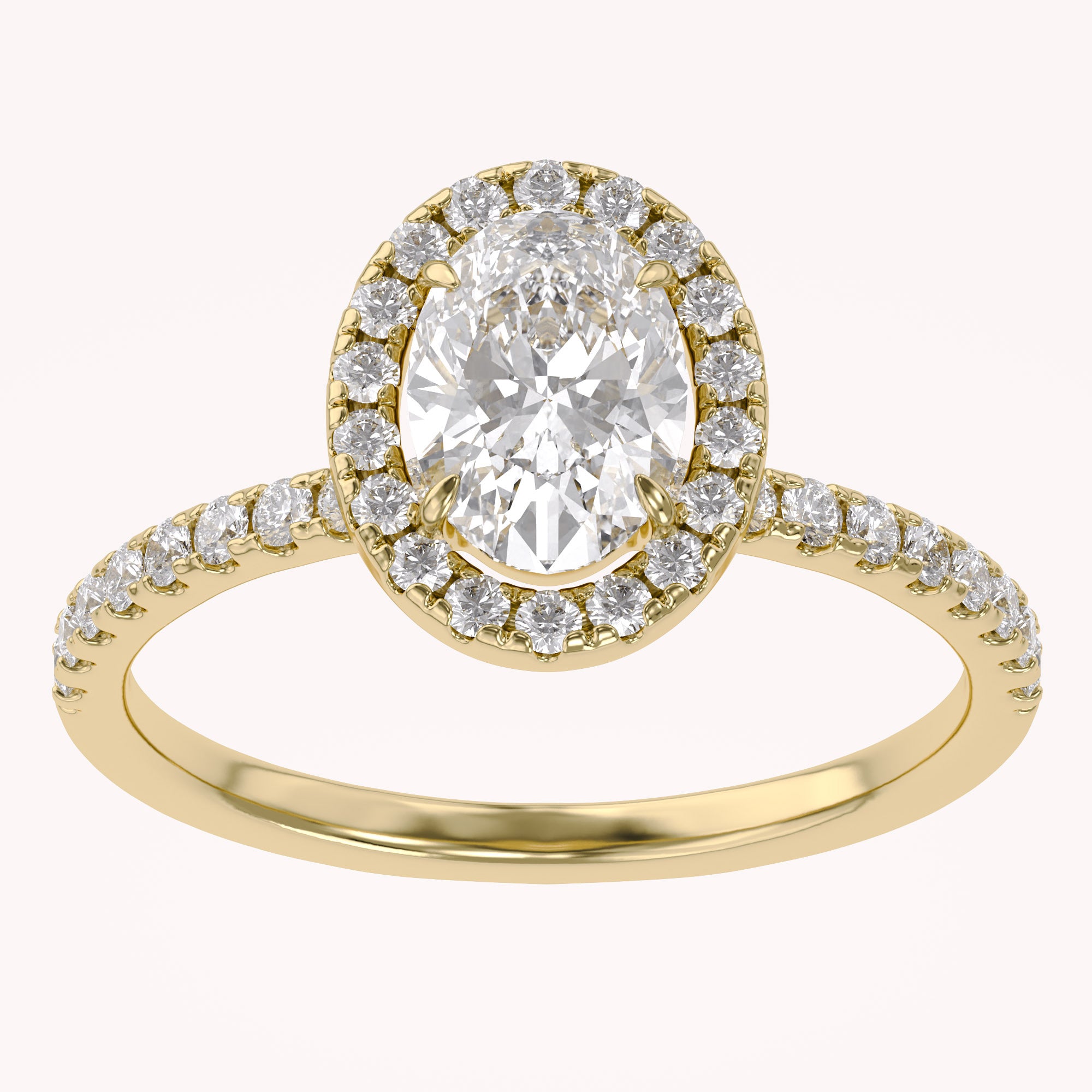 Lab Grown Diamond Halo Solitaire Engagement Ring