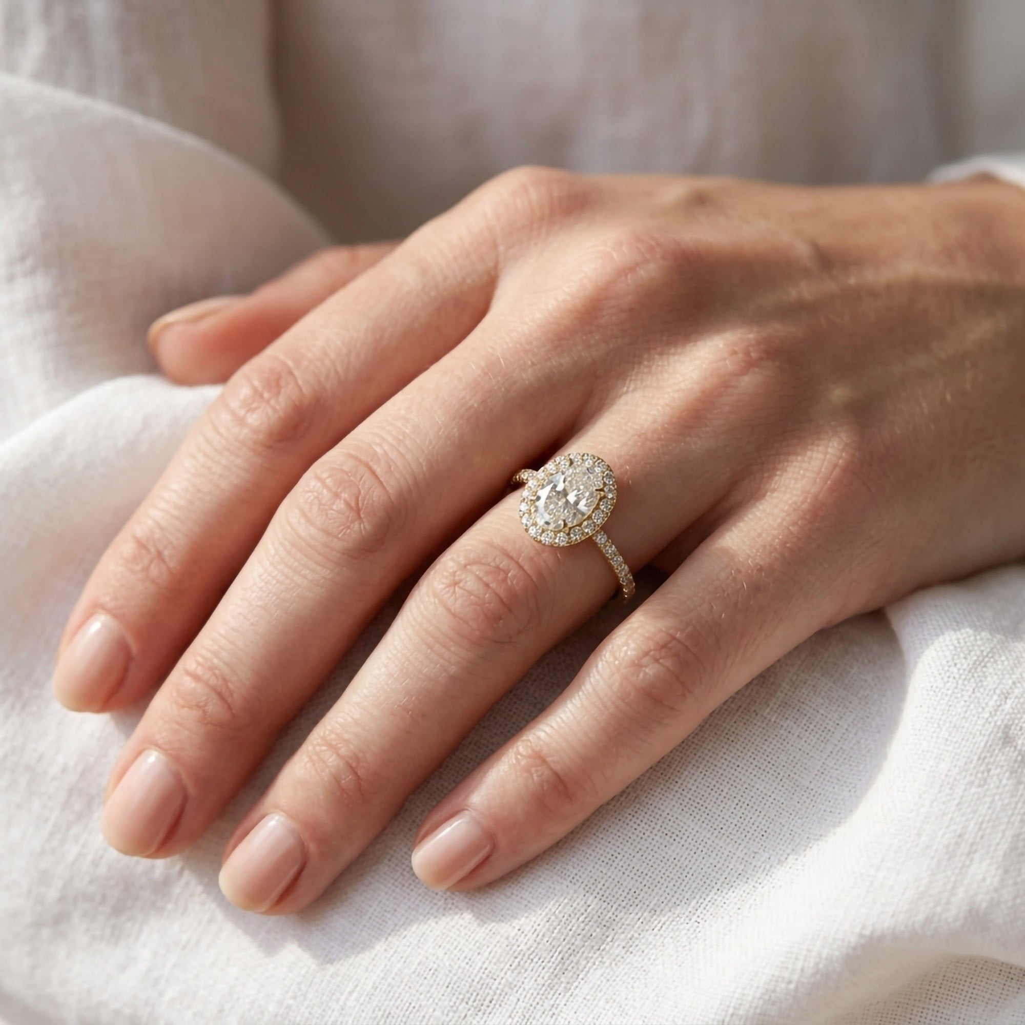 Lab Grown Diamond Halo Solitaire Engagement Ring