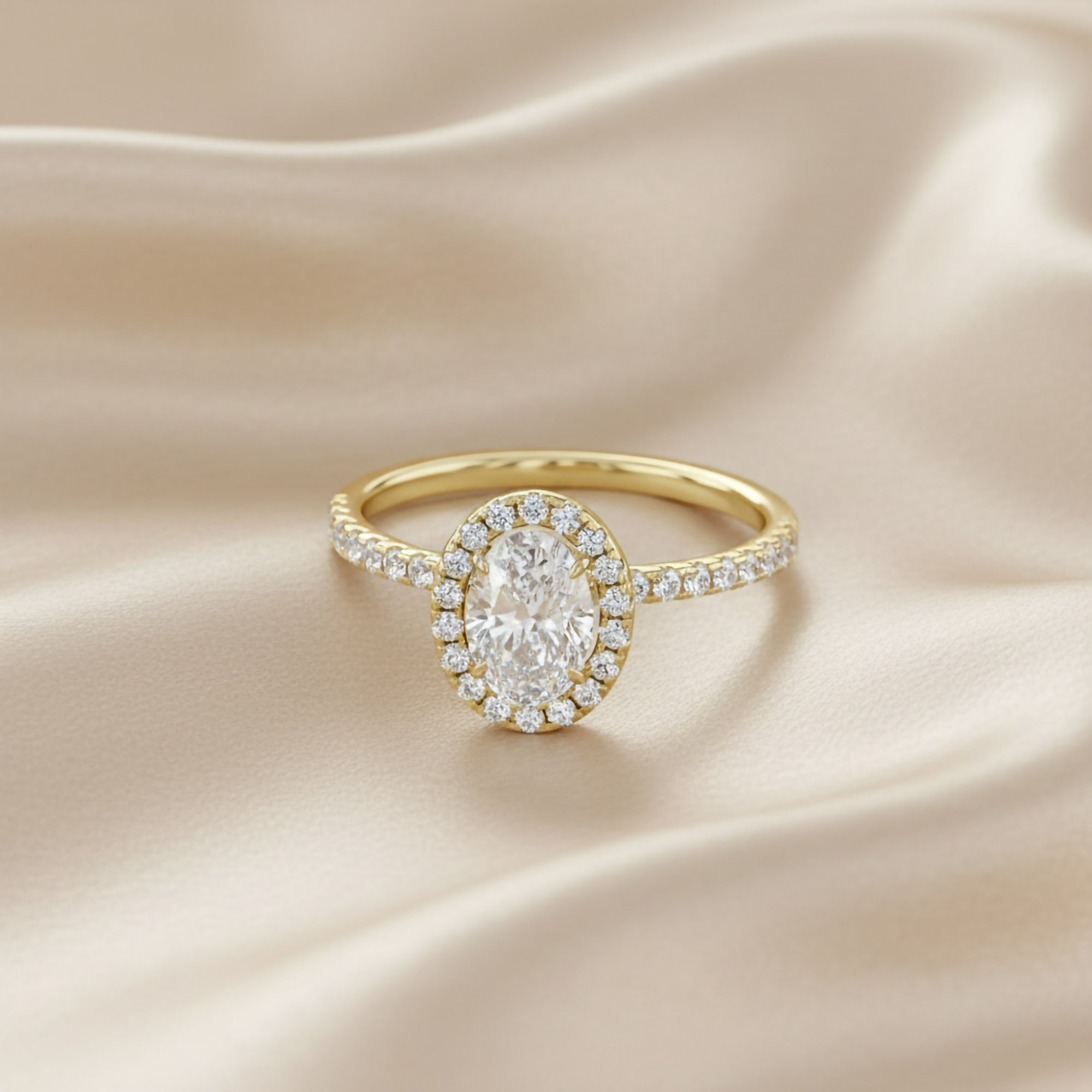 Lab Grown Diamond Halo Solitaire Engagement Ring