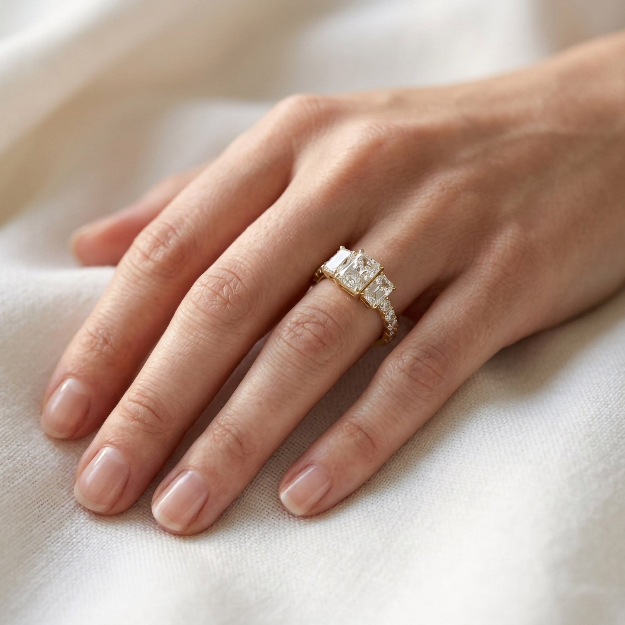 Lab Grown Diamond Three Stone Engagement Ring