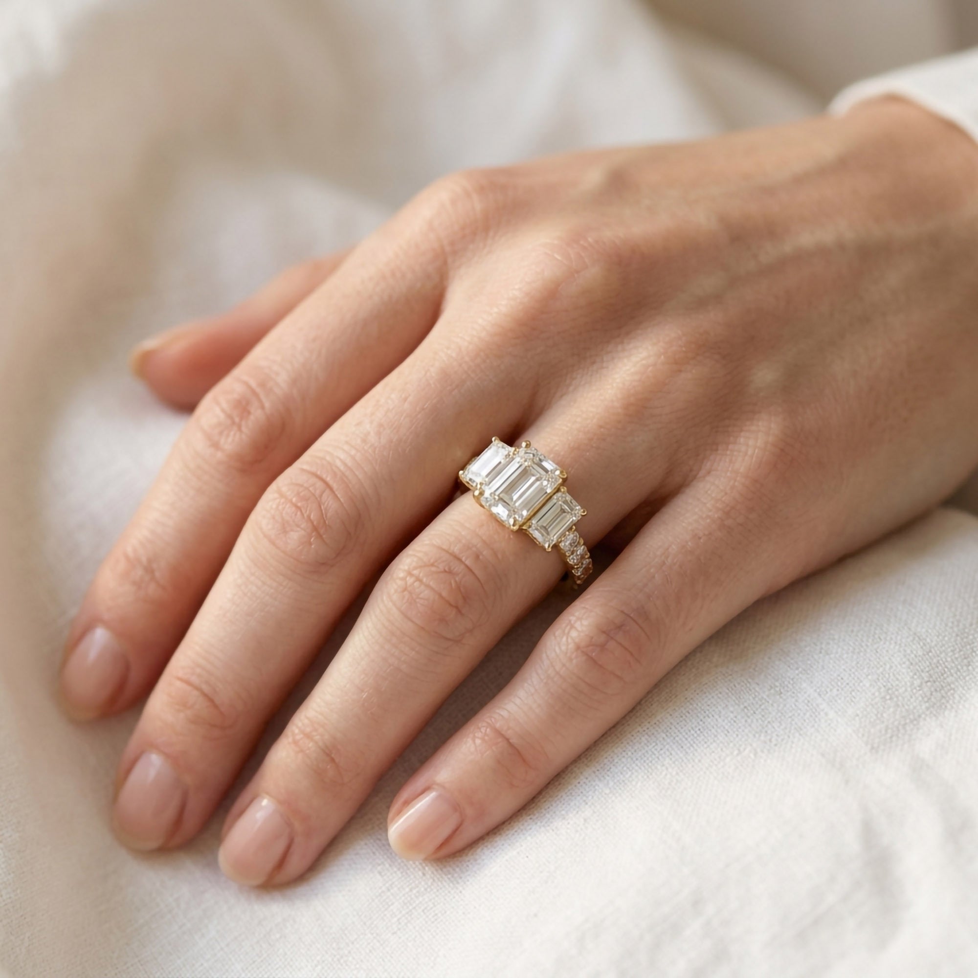 Three Stone Lab Grown Diamond Engagement Ring