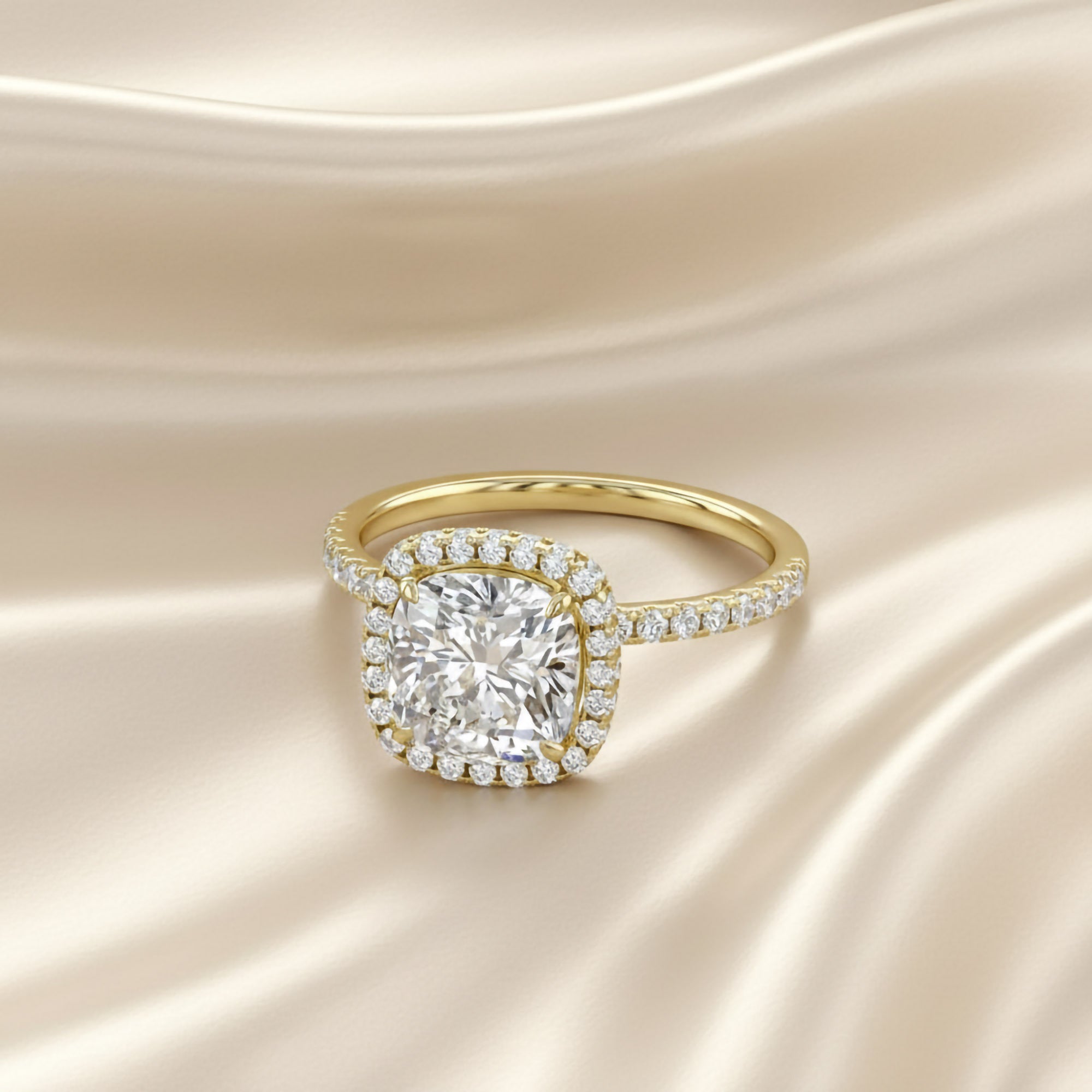 Hidden Halo Solitaire Lab Grown Diamond Engagement Ring