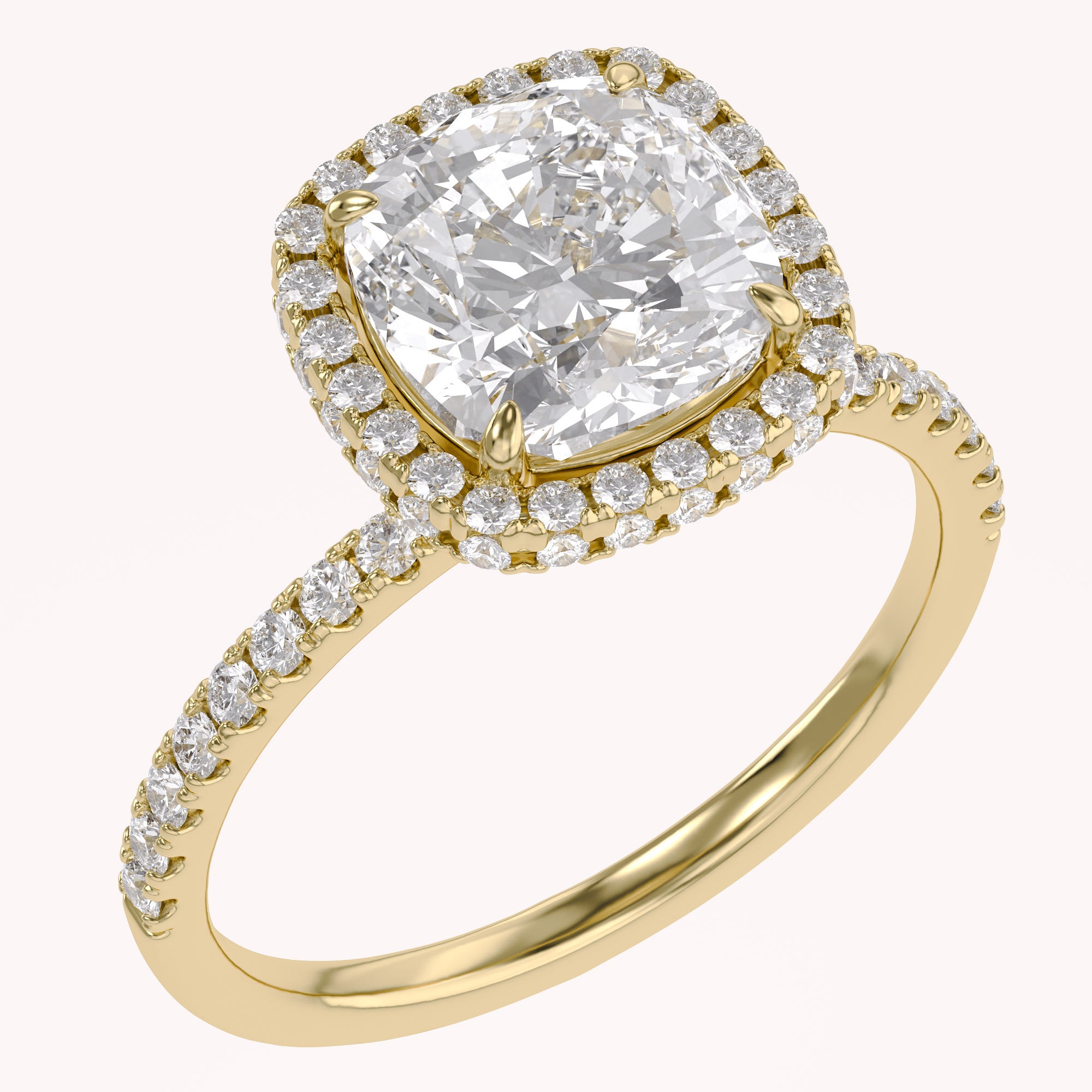 Hidden Halo Solitaire Lab Grown Diamond Engagement Ring
