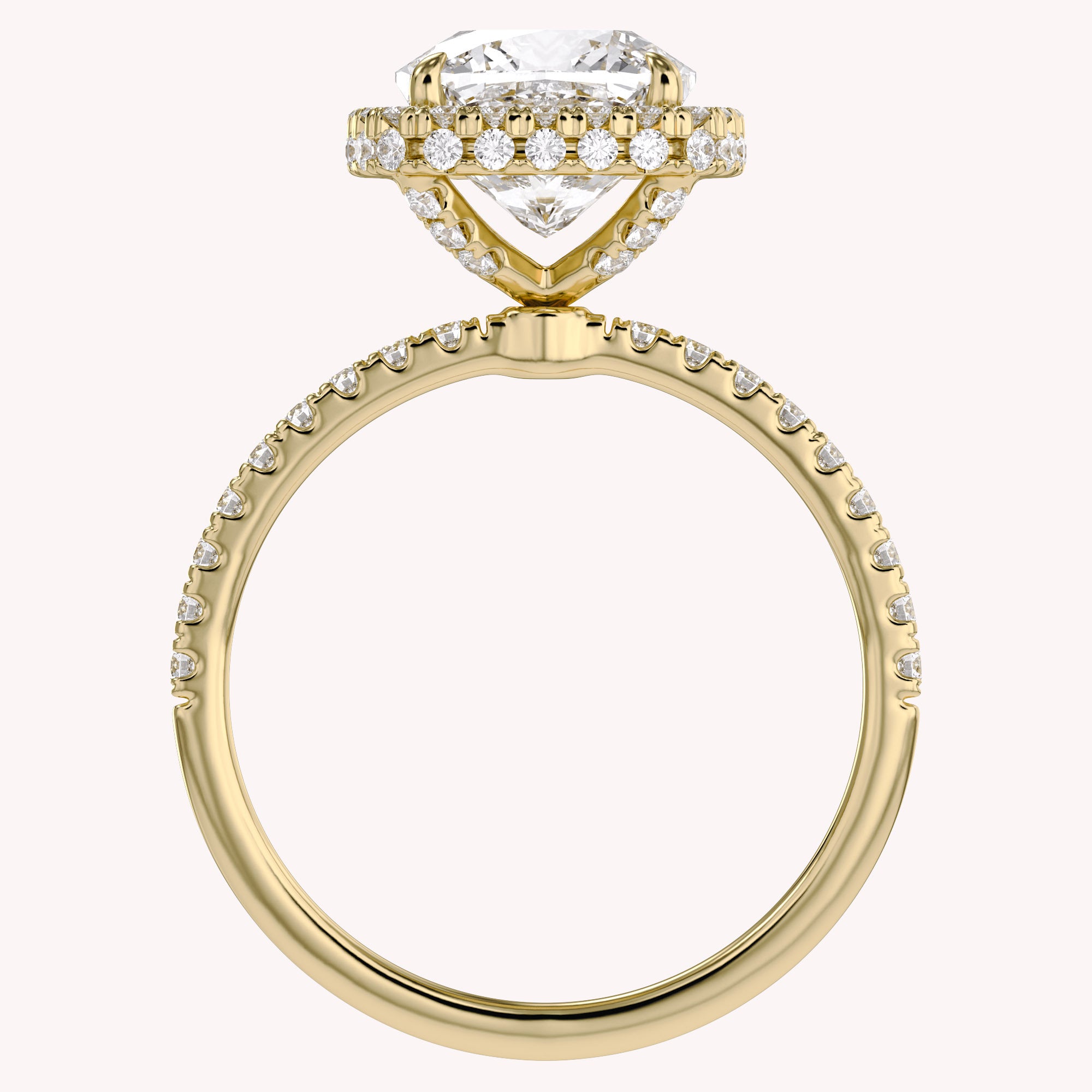 Hidden Halo Solitaire Lab Grown Diamond Engagement Ring