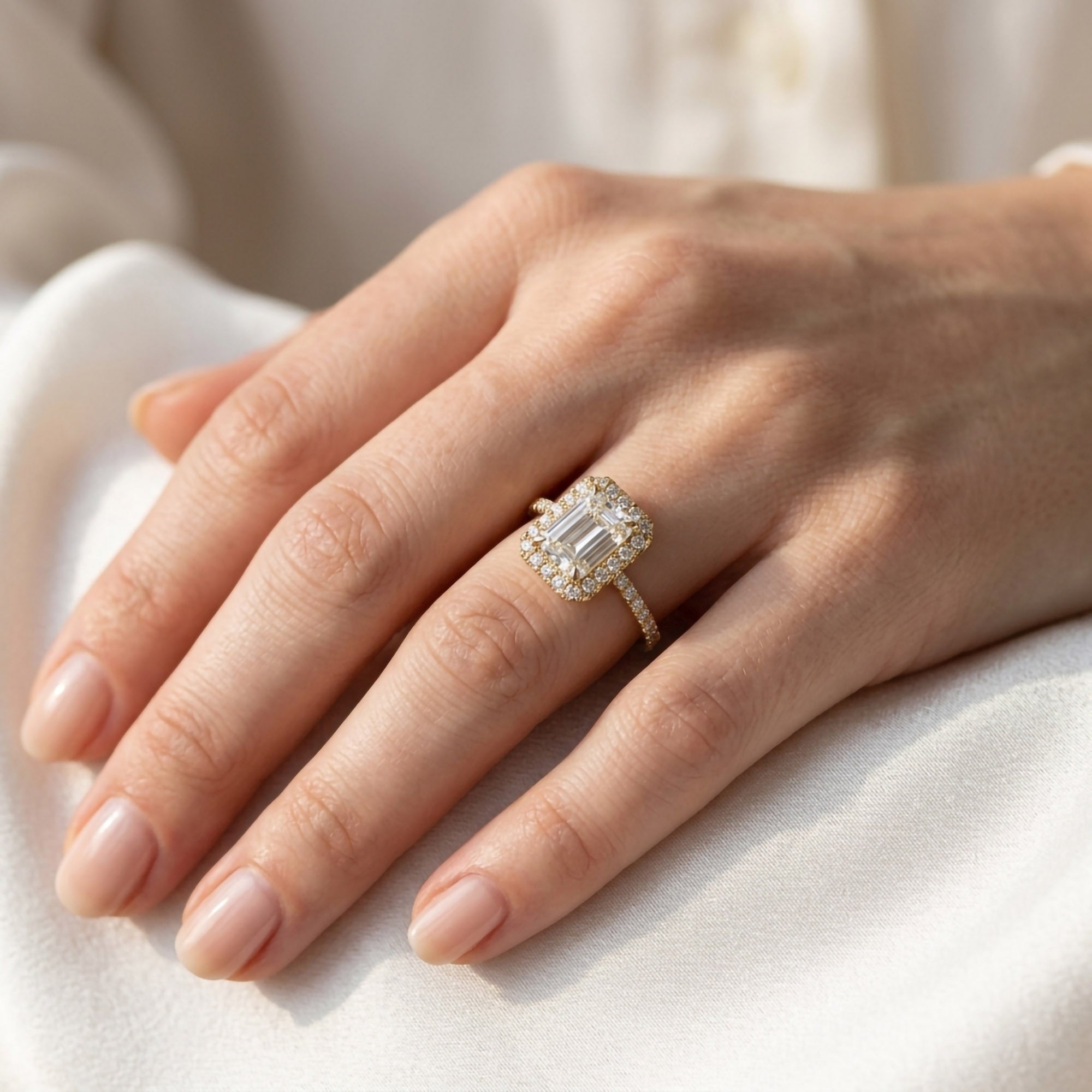 Lab Grown Diamond Hidden Halo Solitaire Engagement Ring