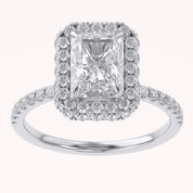 Hidden Halo Solitaire Engagement Radiant Cut Lab Grown Diamond Ring
