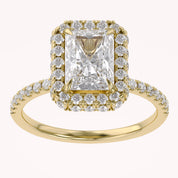 Hidden Halo Solitaire Engagement Radiant Cut Lab Grown Diamond Ring