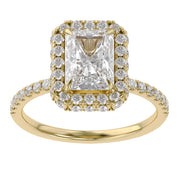 Hidden Halo Solitaire Engagement Radiant Cut Lab Grown Diamond Ring