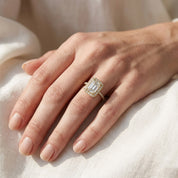 Hidden Halo Solitaire Engagement Radiant Cut Lab Grown Diamond Ring