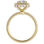 Hidden Halo Solitaire Engagement Radiant Cut Lab Grown Diamond Ring