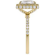 Hidden Halo Solitaire Engagement Radiant Cut Lab Grown Diamond Ring