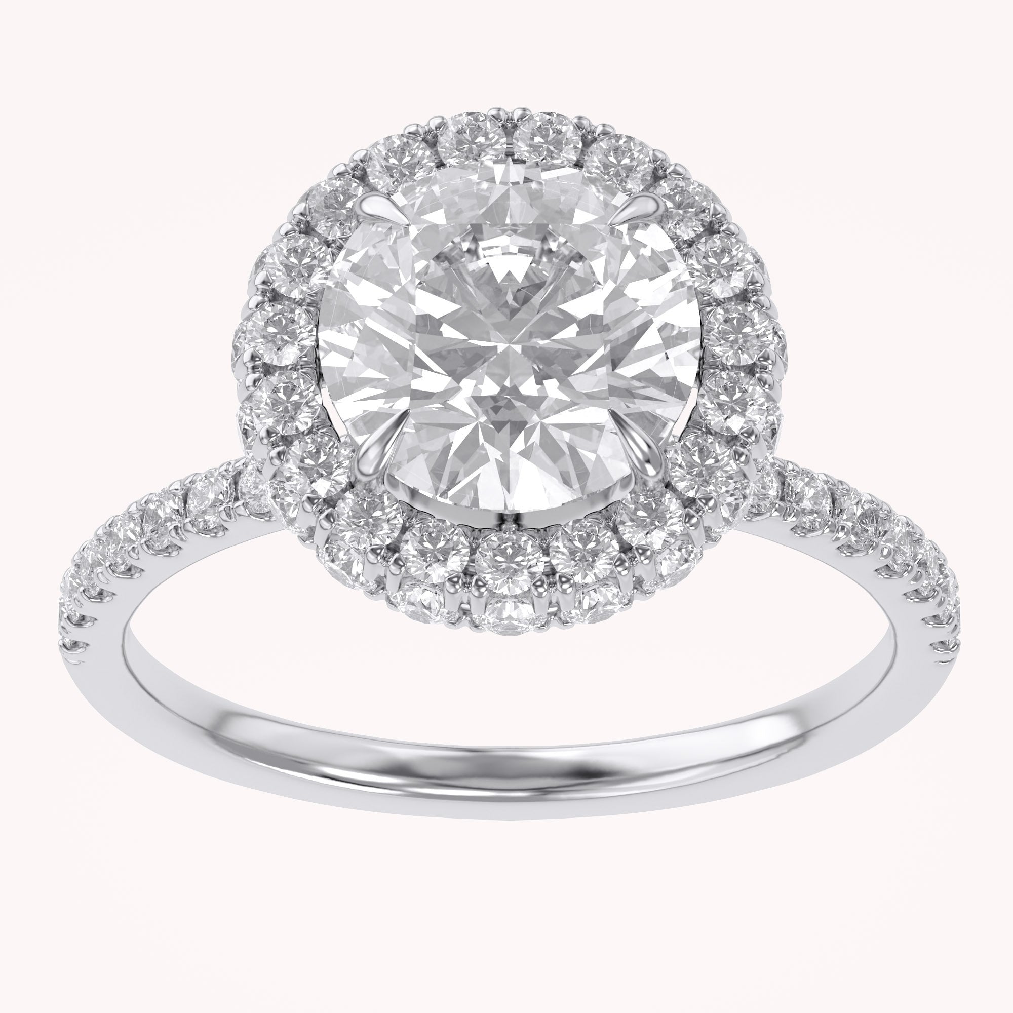 Round Hidden Halo Solitaire Lab Grown Diamond Engagement Ring