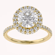 Round Hidden Halo Solitaire Lab Grown Diamond Engagement Ring