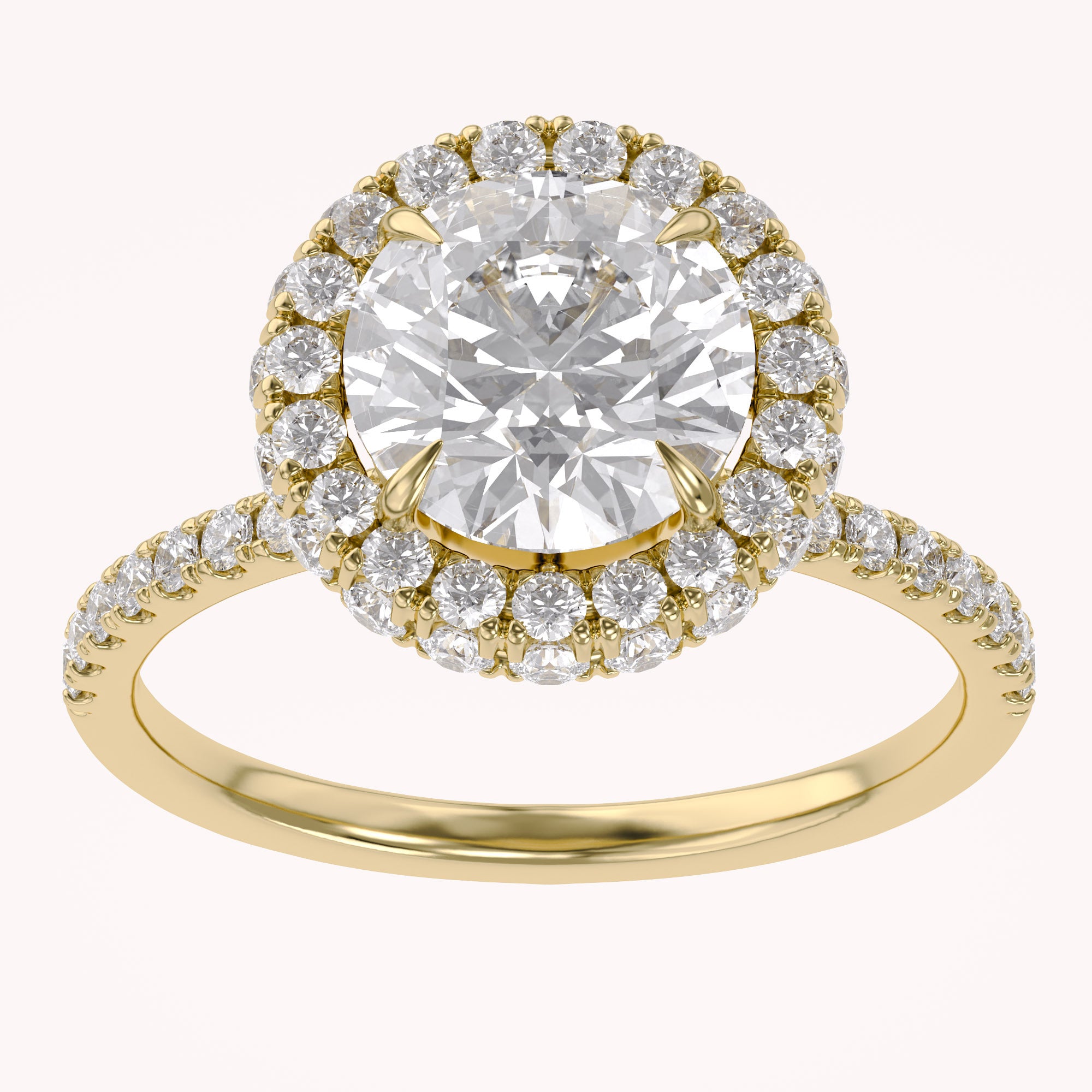 Round Hidden Halo Solitaire Lab Grown Diamond Engagement Ring