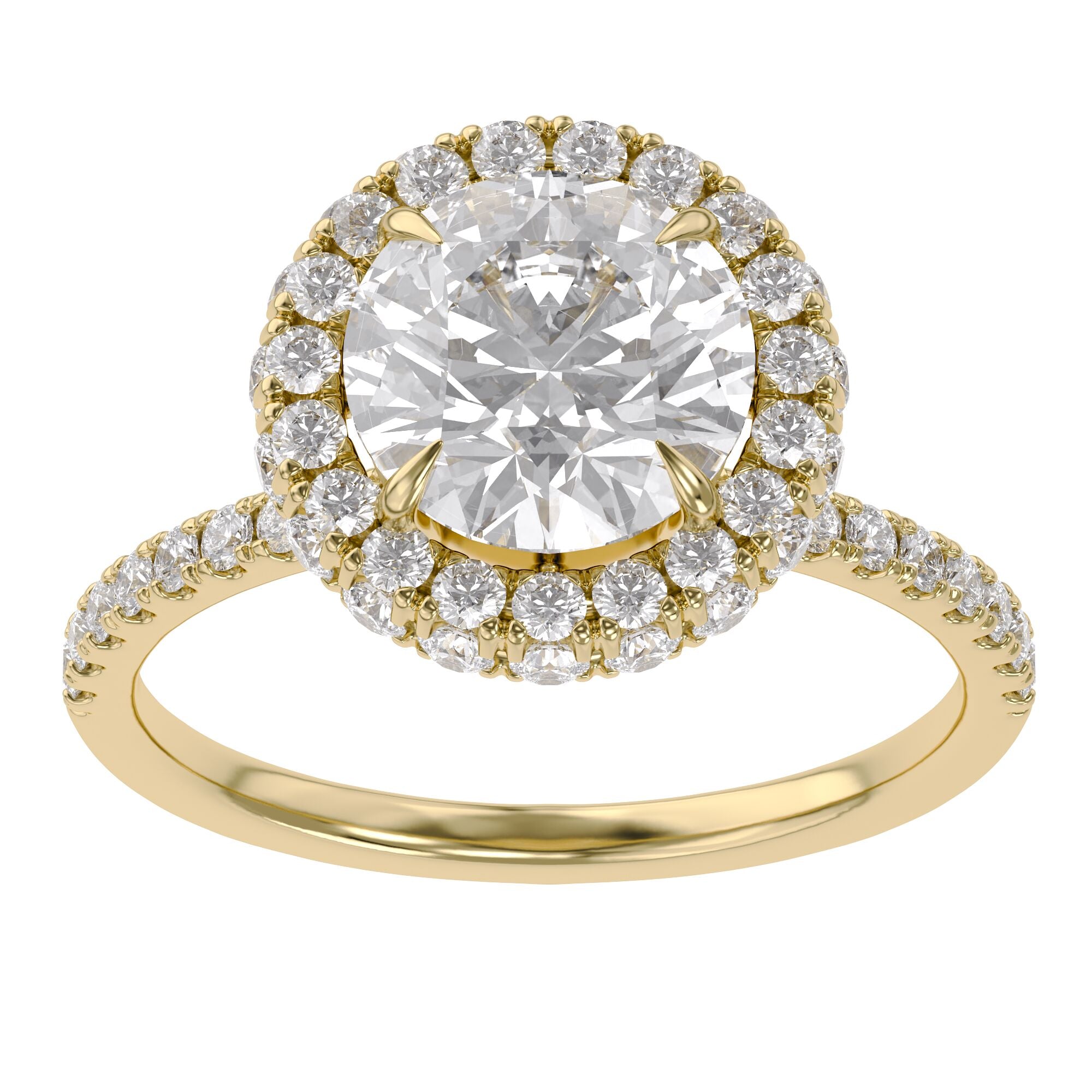 Round Hidden Halo Solitaire Lab Grown Diamond Engagement Ring