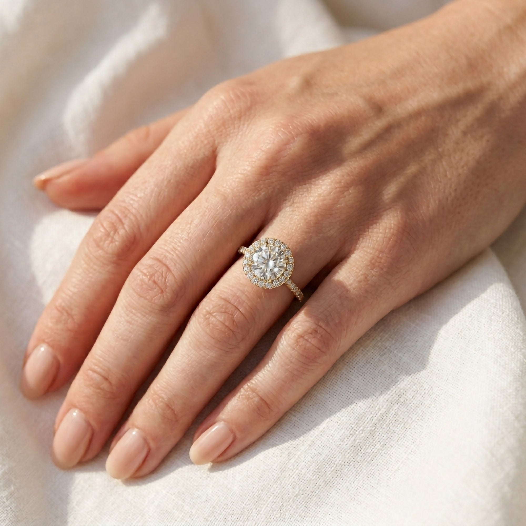 Round Hidden Halo Solitaire Lab Grown Diamond Engagement Ring