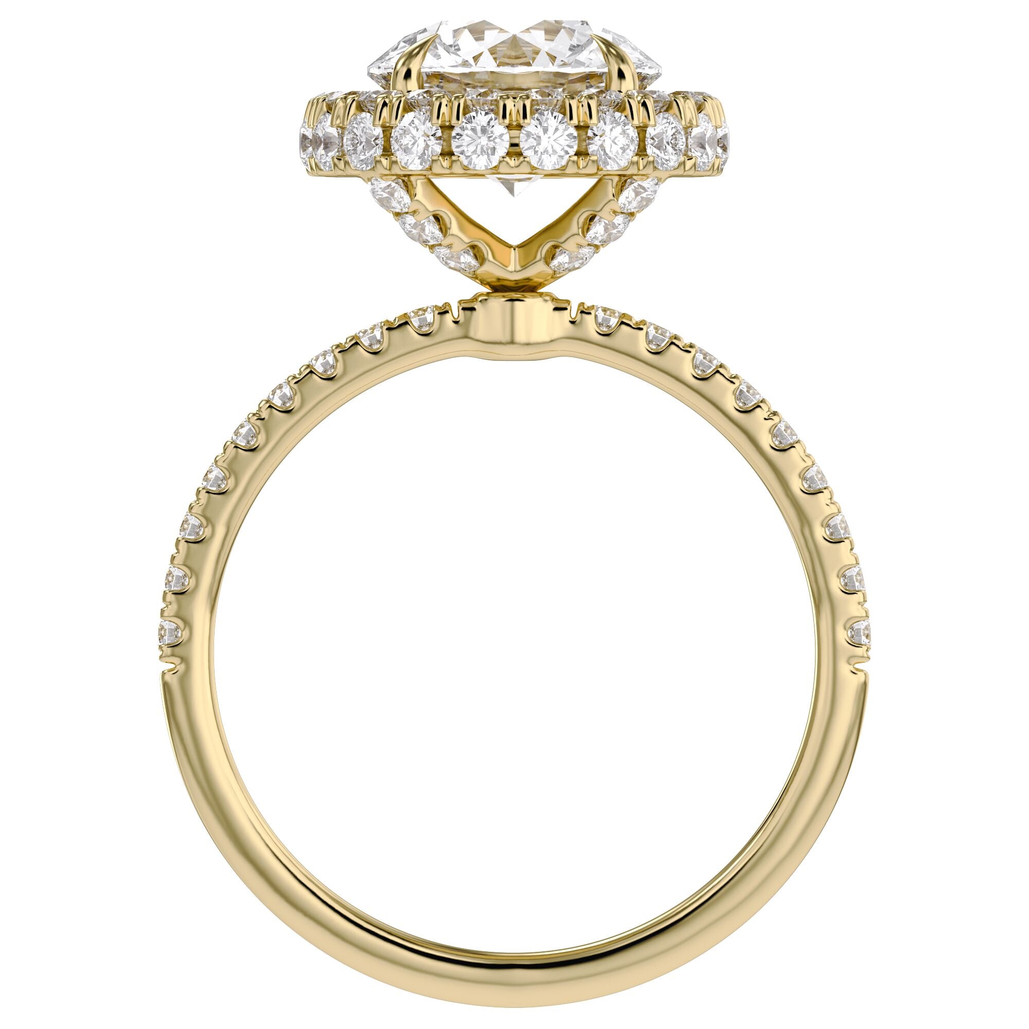 Round Hidden Halo Solitaire Lab Grown Diamond Engagement Ring