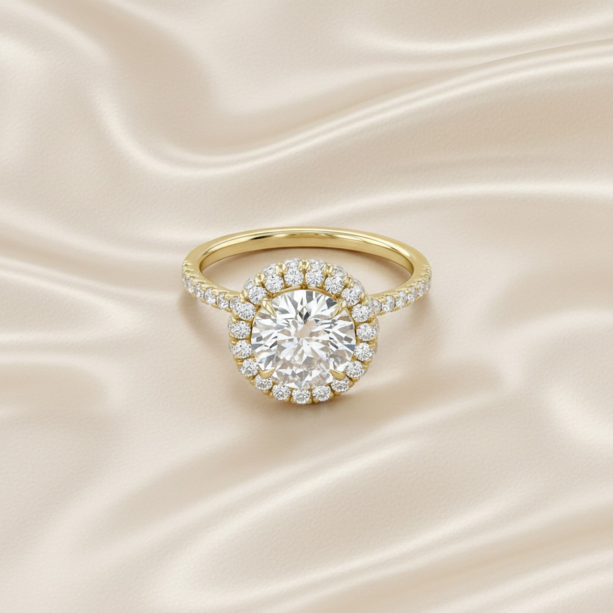 Round Hidden Halo Solitaire Lab Grown Diamond Engagement Ring