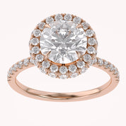 Round Hidden Halo Solitaire Lab Grown Diamond Engagement Ring