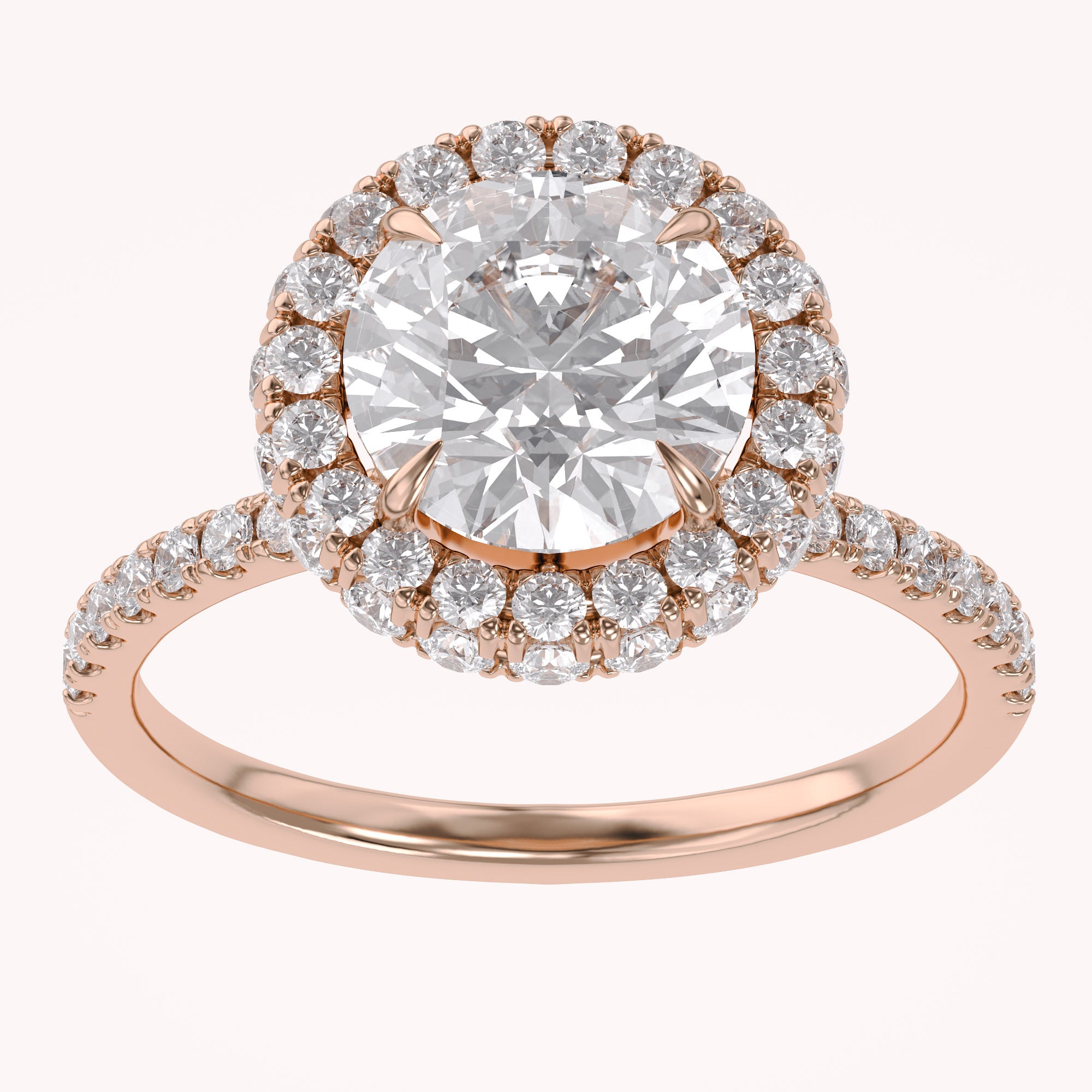 Round Hidden Halo Solitaire Lab Grown Diamond Engagement Ring