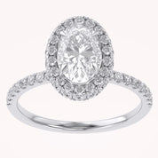 Oval Hidden Halo Solitaire Lab Grown Diamond Engagement Ring