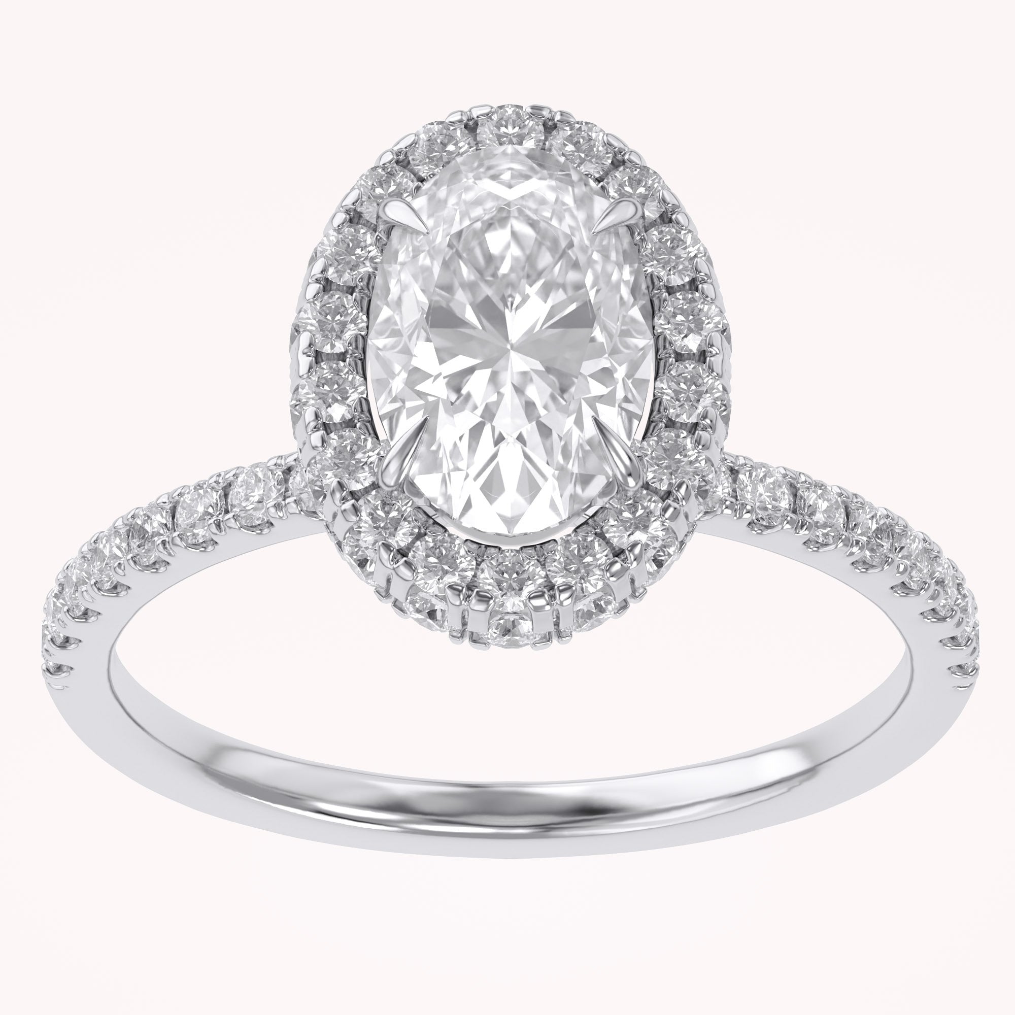 Oval Hidden Halo Solitaire Lab Grown Diamond Engagement Ring