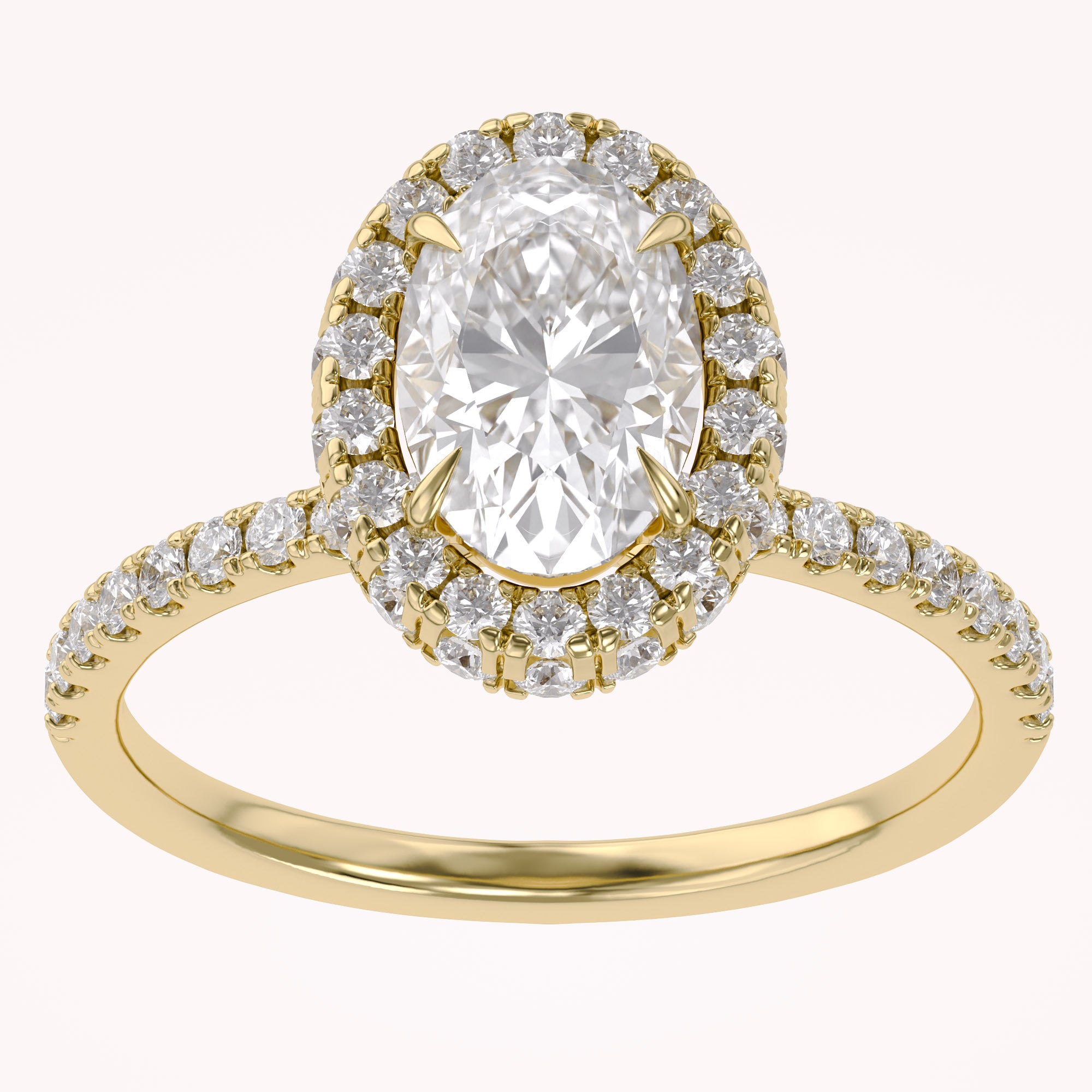 Oval Hidden Halo Solitaire Lab Grown Diamond Engagement Ring
