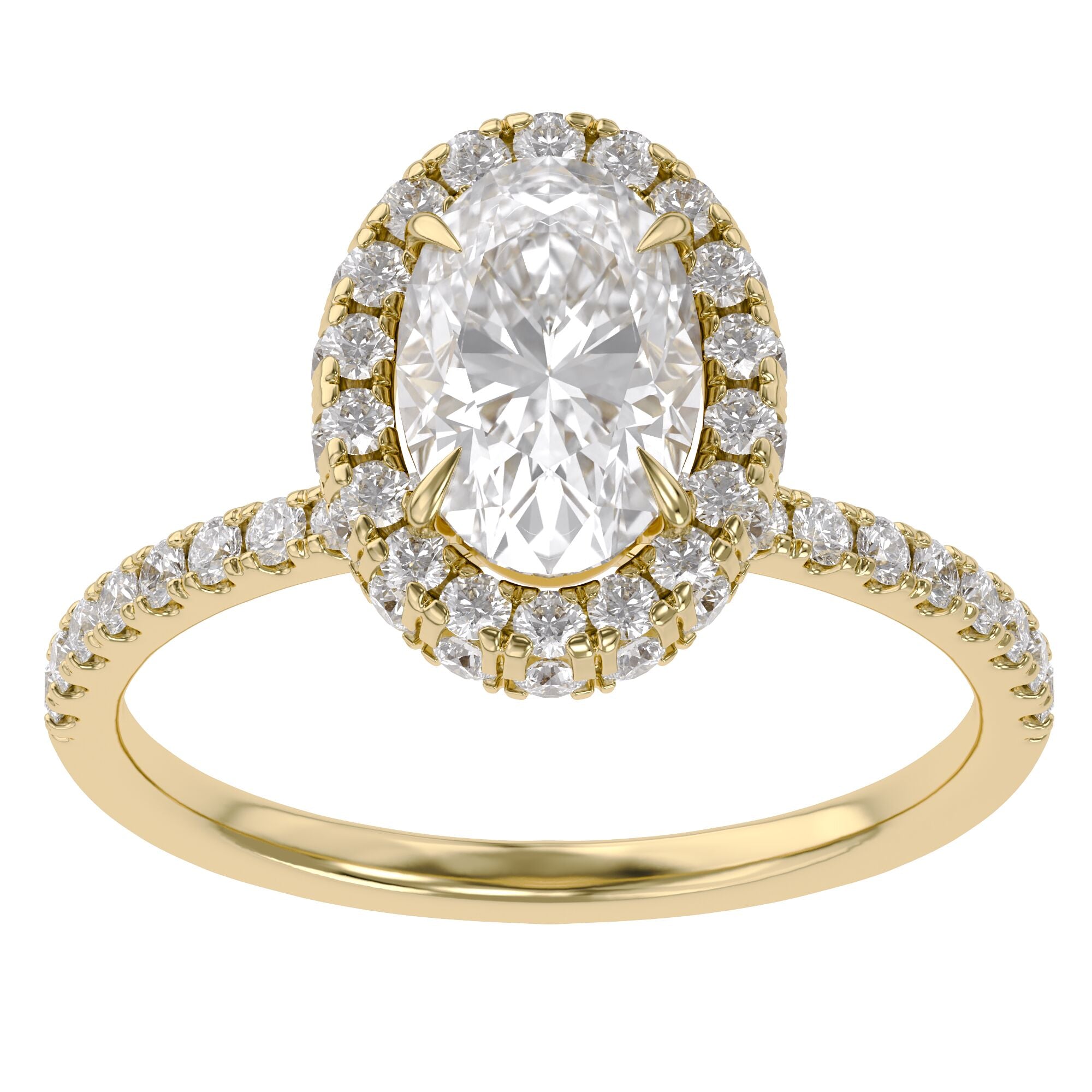Oval Hidden Halo Solitaire Lab Grown Diamond Engagement Ring